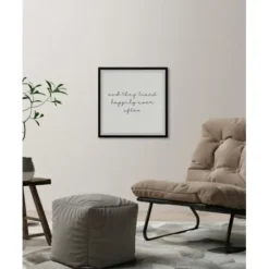 Wall Quotes & Signs-Kirkland's Home And They Lived Happily Framed Art Print White