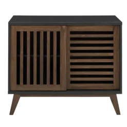 Console Tables-Kirkland's Home And Walnut Sliding Slat Door Console Table Black