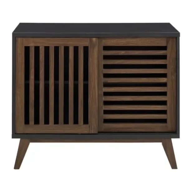 Console Tables-Kirkland's Home And Walnut Sliding Slat Door Console Table Black