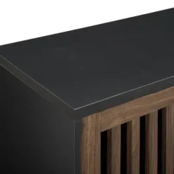 Console Tables-Kirkland's Home And Walnut Sliding Slat Door Console Table Black