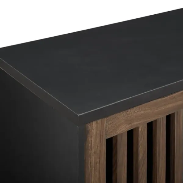 Console Tables-Kirkland's Home And Walnut Sliding Slat Door Console Table Black