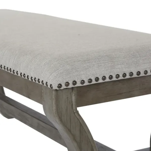 Benches & Ottomans-Kirkland's Home And Wash Nailhead Trim Bench Gray