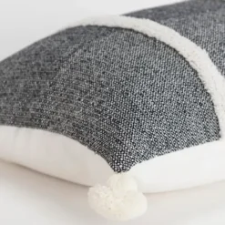 Pillows-Kirkland's Home And White Artisanal Stripes Lumbar Pillow Black