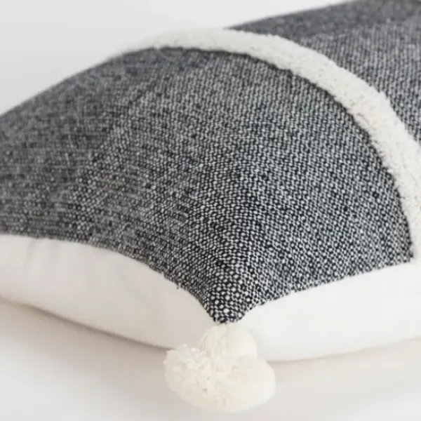 Pillows-Kirkland's Home And White Artisanal Stripes Lumbar Pillow Black