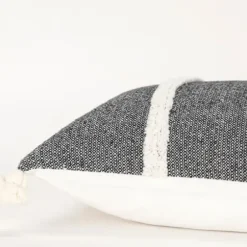 Pillows-Kirkland's Home And White Artisanal Stripes Lumbar Pillow Black