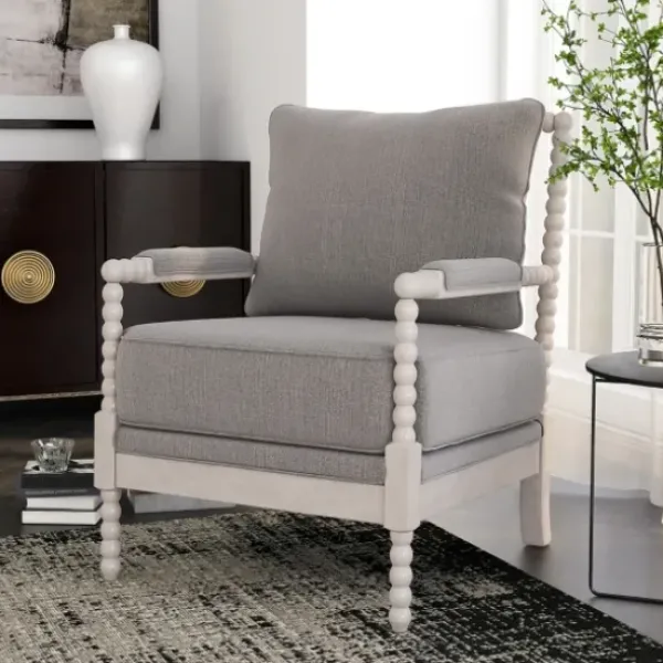 Accent Chairs-Kirkland's Home And White Beaded Frame Accent Chair Gray
