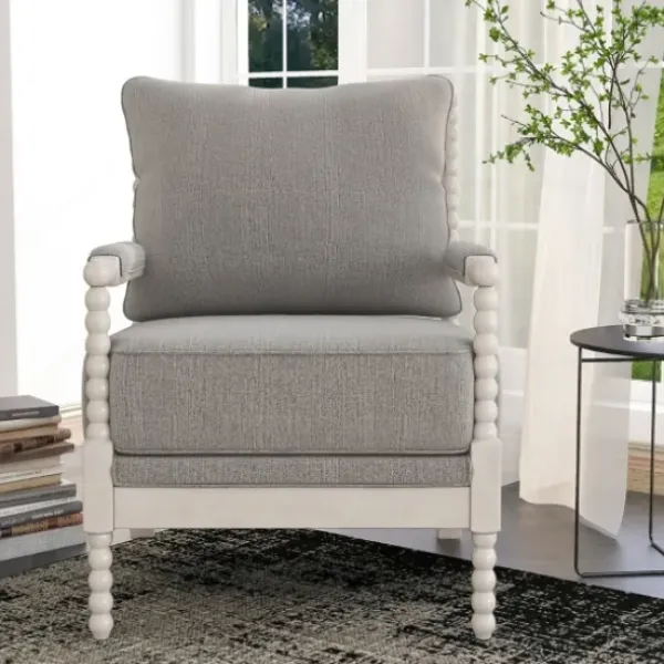 Accent Chairs-Kirkland's Home And White Beaded Frame Accent Chair Gray