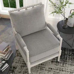 Accent Chairs-Kirkland's Home And White Beaded Frame Accent Chair Gray