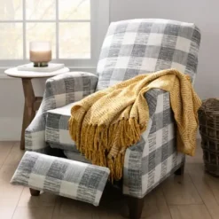 Accent Chairs-Kirkland's Home And White Buffalo Check Recliner Gray
