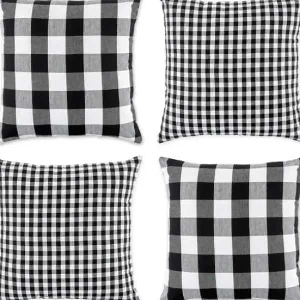 Pillows-Kirkland's Home And White Gingham Pillow Covers, Set Of 4 Black
