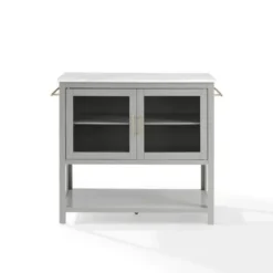Kitchen Islands & Bar Carts-Kirkland's Home And White Marble Top Kitchen Island Gray