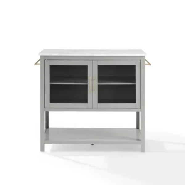 Kitchen Islands & Bar Carts-Kirkland's Home And White Marble Top Kitchen Island Gray