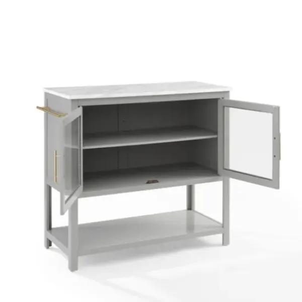 Kitchen Islands & Bar Carts-Kirkland's Home And White Marble Top Kitchen Island Gray