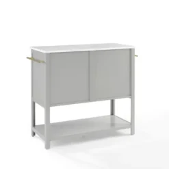 Kitchen Islands & Bar Carts-Kirkland's Home And White Marble Top Kitchen Island Gray