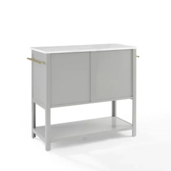 Kitchen Islands & Bar Carts-Kirkland's Home And White Marble Top Kitchen Island Gray