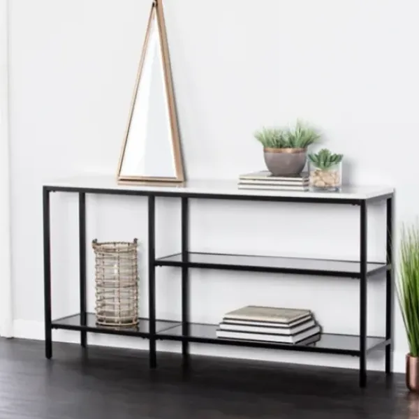 Console Tables-Kirkland's Home And White Multi-Level Console Table Black