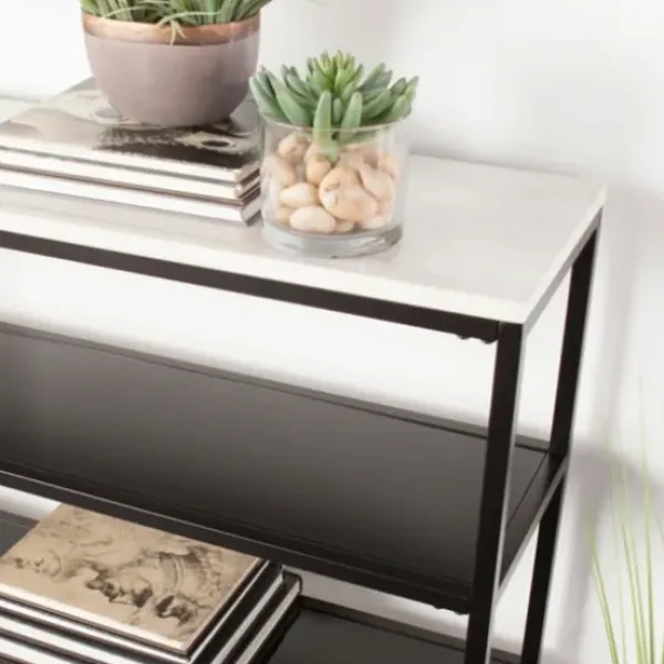 Console Tables-Kirkland's Home And White Multi-Level Console Table Black