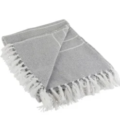 Blankets & Throws-Kirkland's Home And White Thin Stripe Throw Gray