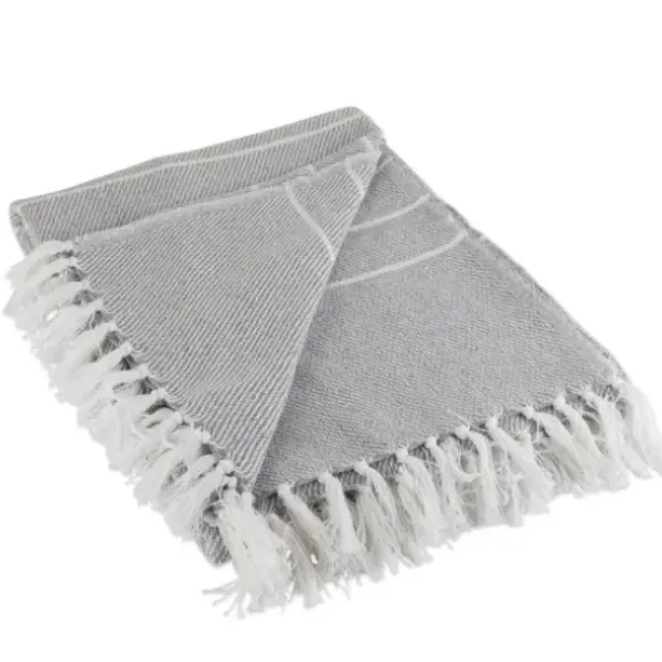 Blankets & Throws-Kirkland's Home And White Thin Stripe Throw Gray