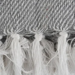 Blankets & Throws-Kirkland's Home And White Thin Stripe Throw Gray