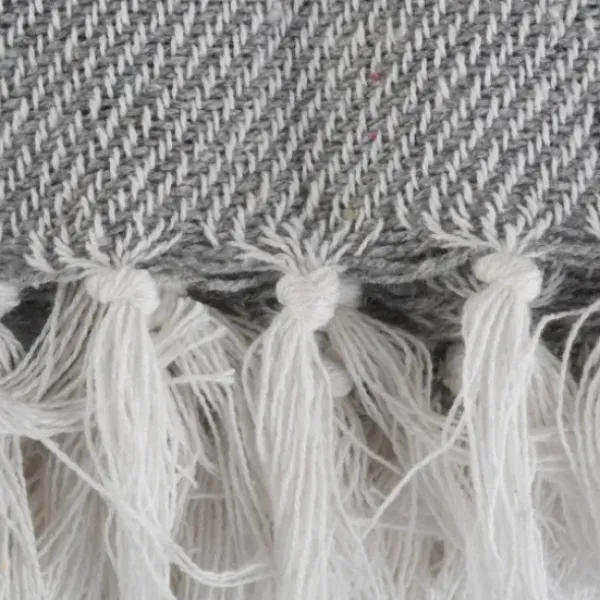 Blankets & Throws-Kirkland's Home And White Thin Stripe Throw Gray