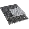 Blankets & Throws-Kirkland's Home And White Waffle Knit Fringe Throw Black