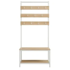 Entryway Furniture-Kirkland's Home And White Wood Bench Hall Tree Brown