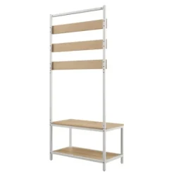 Entryway Furniture-Kirkland's Home And White Wood Bench Hall Tree Brown