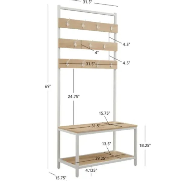 Entryway Furniture-Kirkland's Home And White Wood Bench Hall Tree Brown