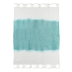 Blankets & Throws-Kirkland's Home Angel Blue Shibori Slab Fringe Throw Blue/White
