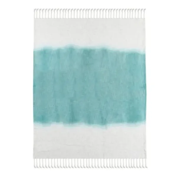 Blankets & Throws-Kirkland's Home Angel Blue Shibori Slab Fringe Throw Blue/White