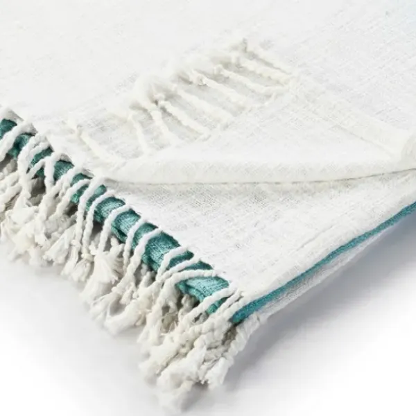 Blankets & Throws-Kirkland's Home Angel Blue Shibori Slab Fringe Throw Blue/White