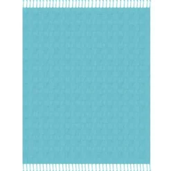 Blankets & Throws-Kirkland's Home Angel Checkered Weave Fringe Throw Blue