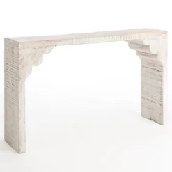 Console Tables-Kirkland's Home Anna Washed Wood Console Table White