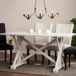 Dining Tables-Kirkland's Home Annalise Distressed Farmhouse Dining Table White