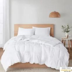 Comforters-Kirkland's Home Antimicrobial Down Alternative Queen Comforter White