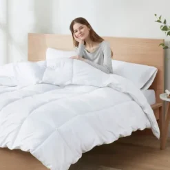 Comforters-Kirkland's Home Antimicrobial Down Alternative Queen Comforter White