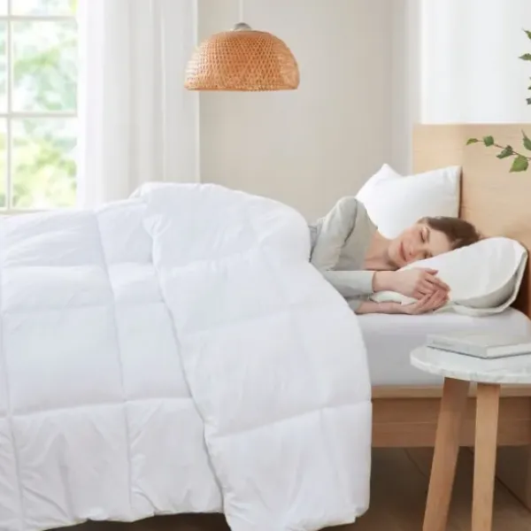 Comforters-Kirkland's Home Antimicrobial Down Alternative Queen Comforter White