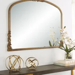 Decorative Mirrors-Kirkland's Home Antique Baroque Arched Wall Mirror Gold