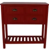 Console Tables-Kirkland's Home Antique Beadboard 4-Drawer Console Table Red