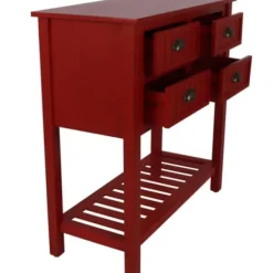Console Tables-Kirkland's Home Antique Beadboard 4-Drawer Console Table Red