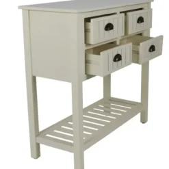 Console Tables-Kirkland's Home Antique Beadboard 4-Drawer Console Table White
