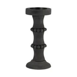 Candle Holders-Kirkland's Home Antique Beaded Column Candle Holder, 11 In. Black