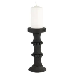 Candle Holders-Kirkland's Home Antique Beaded Column Candle Holder, 11 In. Black
