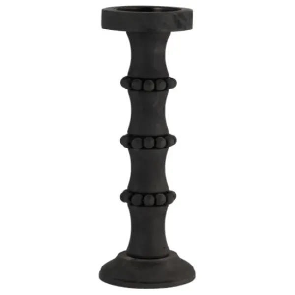 Candle Holders-Kirkland's Home Antique Beaded Column Candle Holder, 15 In. Black