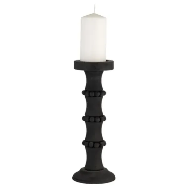 Candle Holders-Kirkland's Home Antique Beaded Column Candle Holder, 15 In. Black