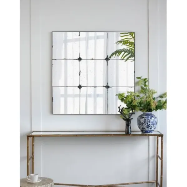 Decorative Mirrors-Kirkland's Home Antique Black Floral Panel Square Mirror