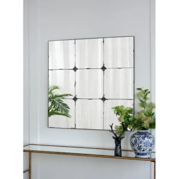 Decorative Mirrors-Kirkland's Home Antique Black Floral Panel Square Mirror