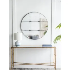 Decorative Mirrors-Kirkland's Home Antique Black Floral Panel Round Mirror