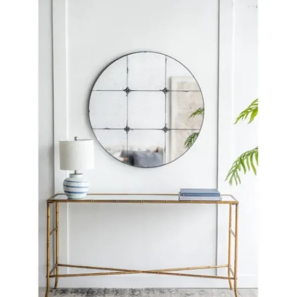 Decorative Mirrors-Kirkland's Home Antique Black Floral Panel Round Mirror